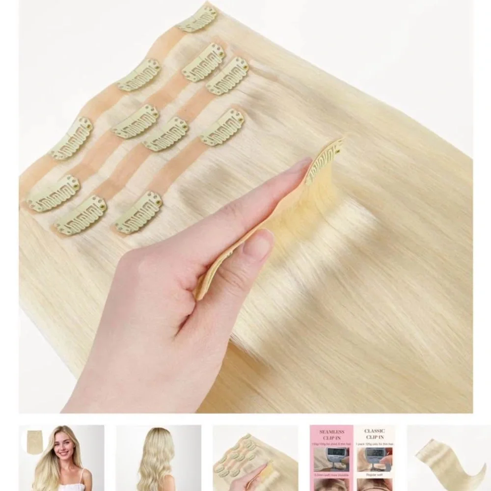 Classic Blonde Clip-In Hair Extensions - Picture 3 of 4